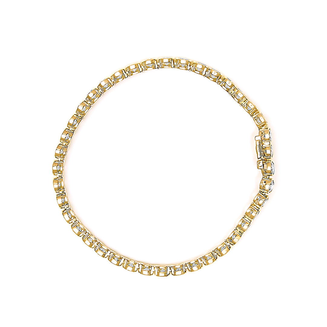 10K Yellow Gold 8.0 Cttw Bezel Set Round Diamond Tennis Bracelet