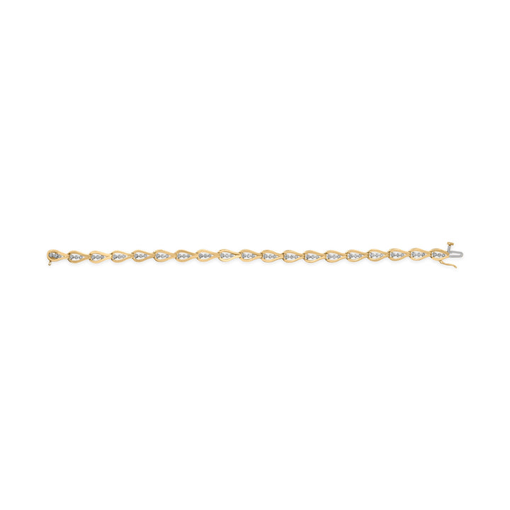 10k Yellow Gold 1/3 Cttw Diamond 3 Stone Teardrop Design Link Bracelet (I-J Color, I1-I2 Clarity) - 7.25" Inches