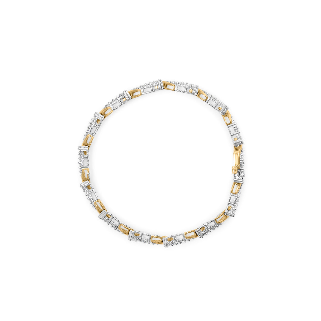 10K Yellow and White Gold 2.00 Cttw Diamond "S" Link 7" Bracelet (H-I Color, I2-I3 Clarity)
