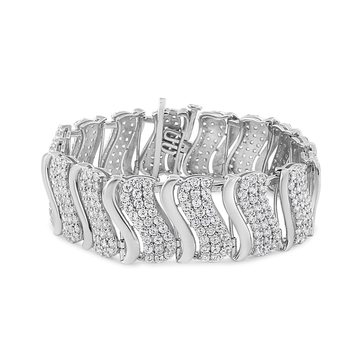 14K Yellow Gold 15.0 Cttw Diamond Chevron Wave 7.25" Inch Link Bracelet (J-K Color, I1-I2 Clarity)