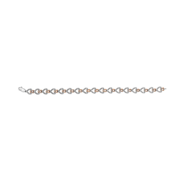 10K Rose and White Gold 1/4 Cttw Diamond Infinity Loop and Swirl Link Bracelet