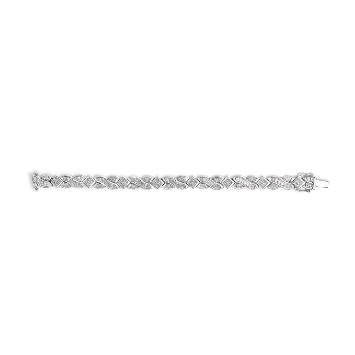14K White Gold 8 1/5 Cttw Diamond Geometric Twisted Link Bracelet