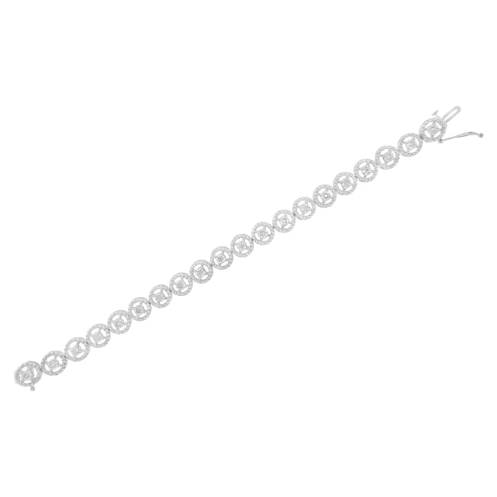 .925 Sterling Silver 1/2 Cttw Diamond Nested Circle Miracle Set Open Wheel 7.25" Fashion Link Bracelet (I-J Color, I3 Clarity)