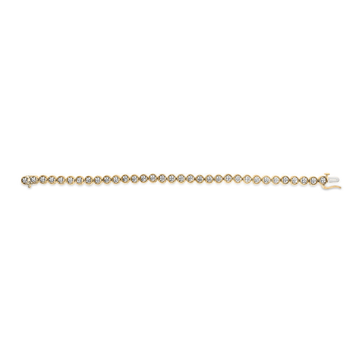 14K Yellow Gold Plated .925 Sterling Silver 1/10 Cttw Diamond Open Circle Beaded Wheel Link Tennis Bracelet (I-J Color, I3 Clarity) - 7.25"