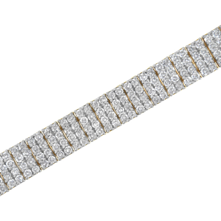 IGI Certified 14K Yellow Gold Plated Sterling Silver 10.0 Cttw Diamond 4 Row Tennis Bracelet