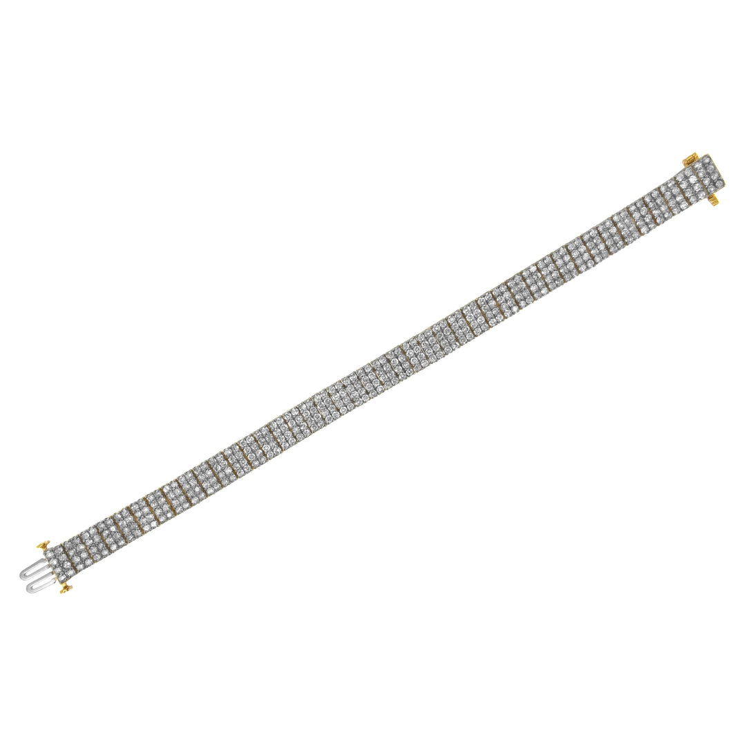 IGI Certified 14K Yellow Gold Plated Sterling Silver 10.0 Cttw Diamond 4 Row Tennis Bracelet