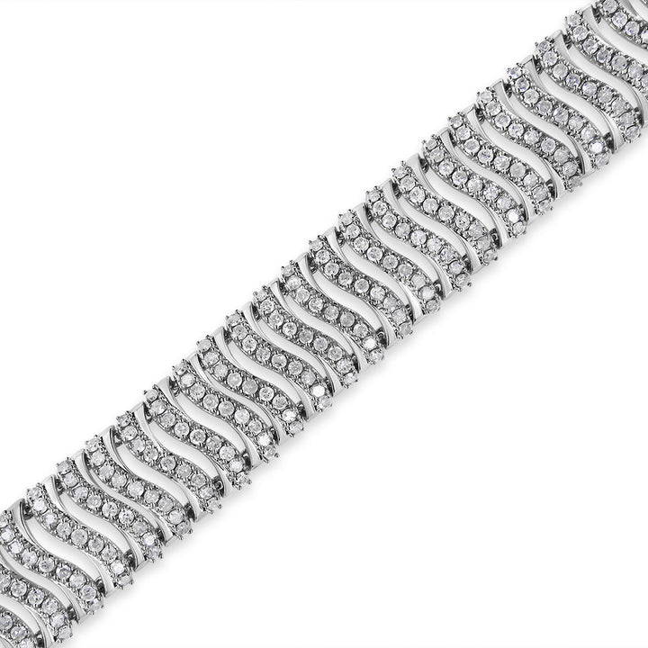 .925 Sterling Silver 5.00 Cttw Round-Cut Diamond "S" Link Bracelet (I-J Color, I3 Clarity) - Size 7.25