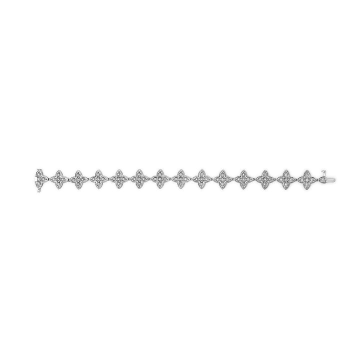 .925 Sterling Silver 1.0 cttw Miracle-Set Diamond 4 Leaf Clover Link Bracelet (I-J Clarity, I3 Color) - Size 7.25"
