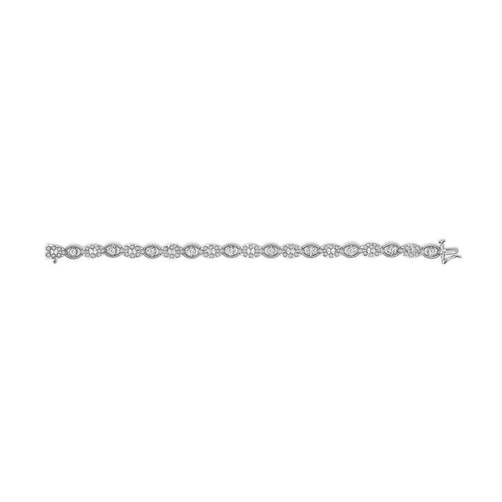 10K White Gold 2.0 Cttw Diamond Milgrain Cluster Link Bracelet