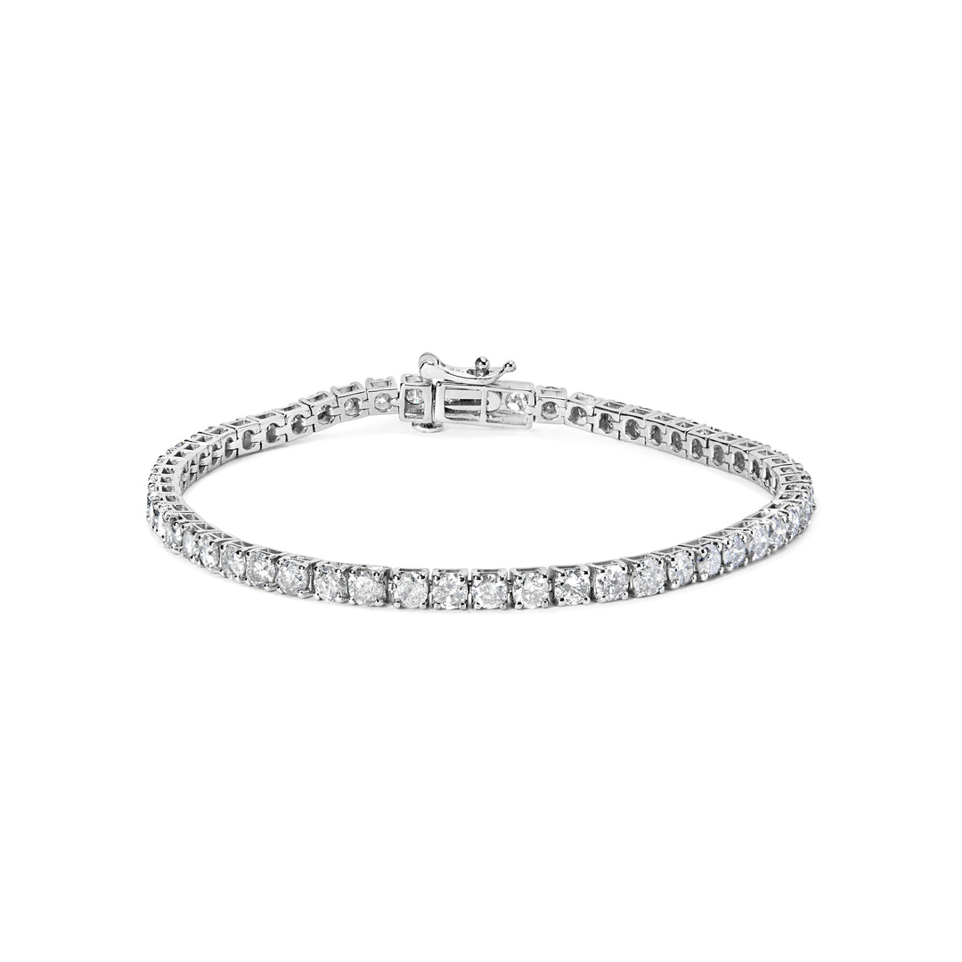10K White Gold 6.00 Cttw Classic Natural Diamond Tennis Bracelet