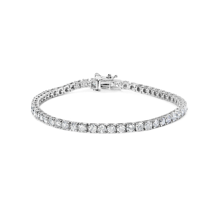 10K White Gold 6.00 Cttw Classic Natural Diamond Tennis Bracelet