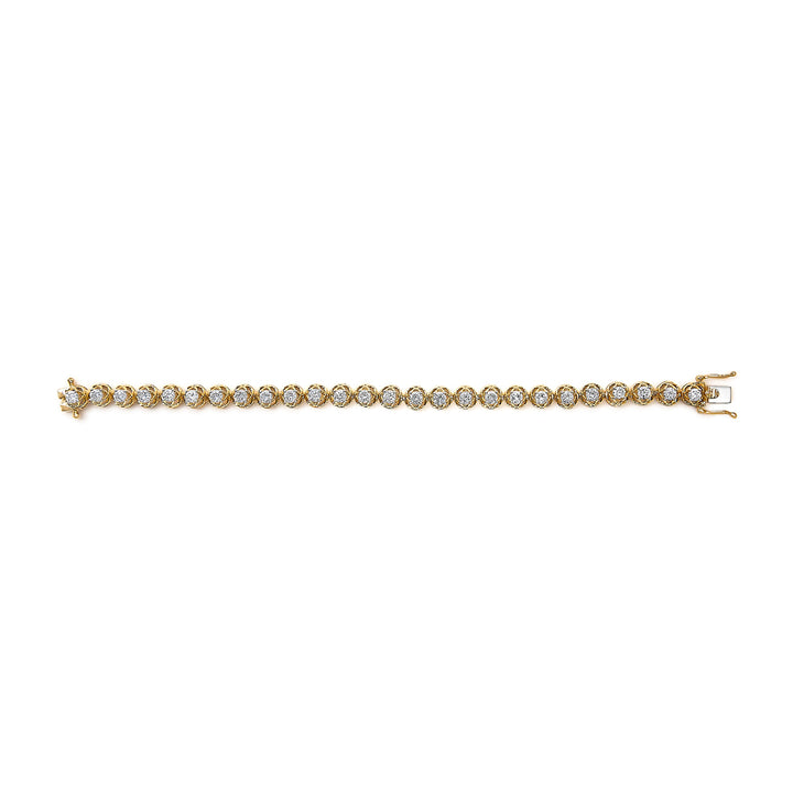14K Yellow Gold Plated .925 Sterling Silver 3 9/10 Cttw Diamond Buttercup Style Tennis Bracelet