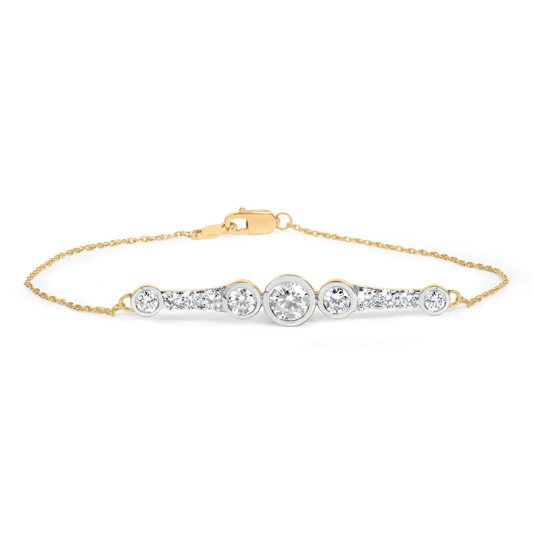 10K Yellow Gold Plated .925 Sterling Silver 1.50 Cttw Lab Grown Diamond Bezel Set Bracelet