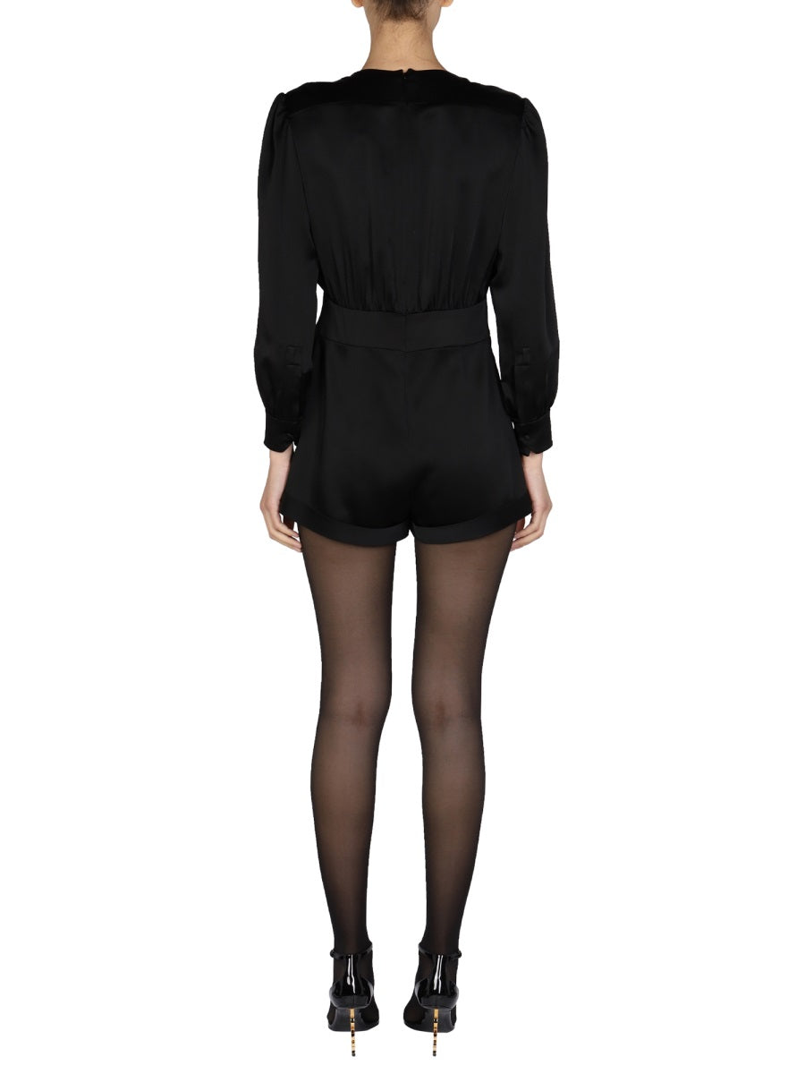 Saint Laurent Women V-Neck Jumpsuit