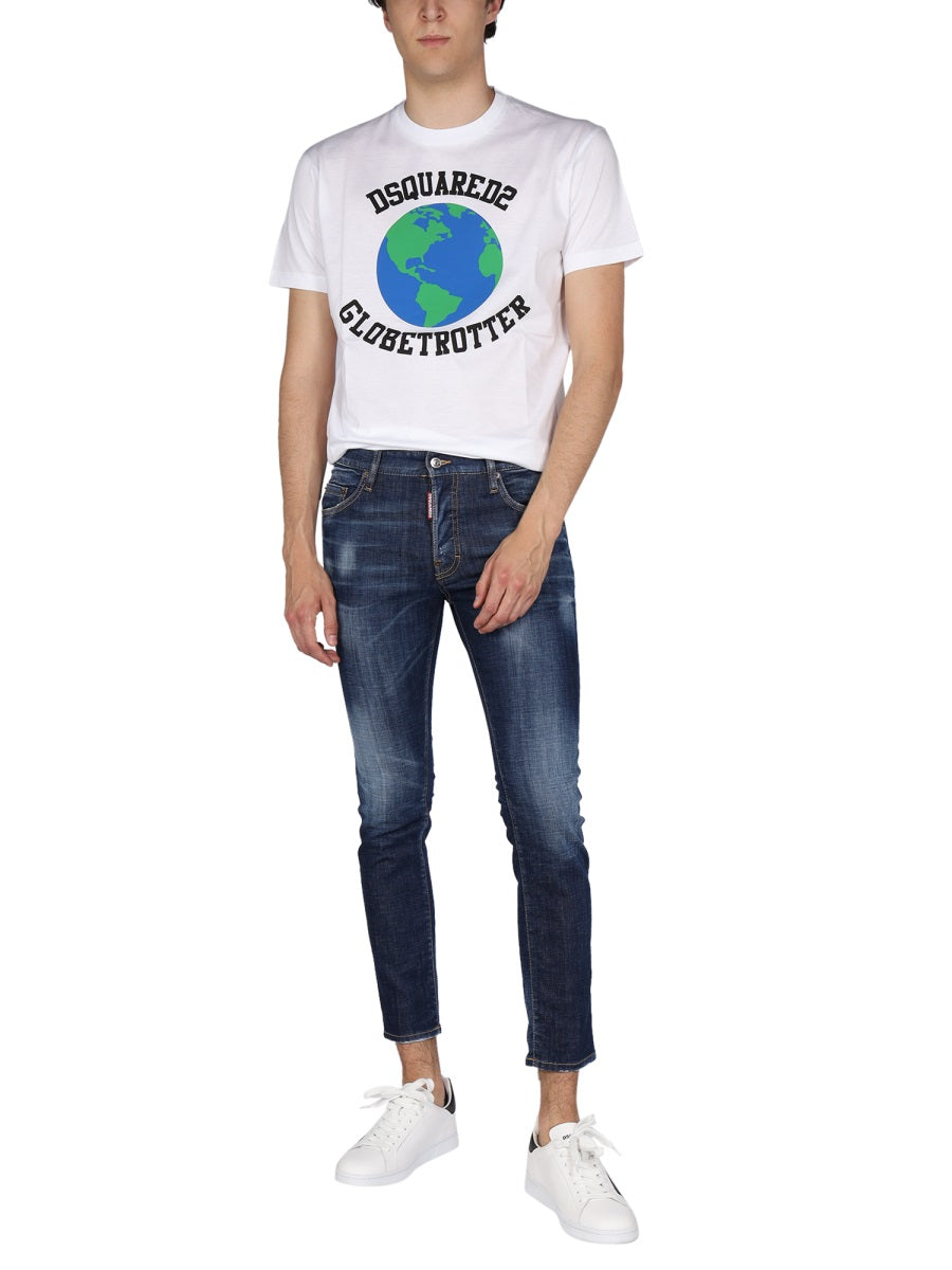 Dsquared Men "Globetrotter" T-Shirt With Print