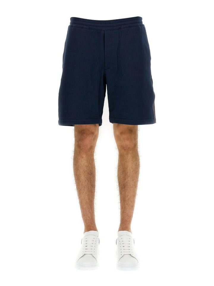 Alexander Mcqueen Men Bermuda Shorts With Selvedge Logo Band