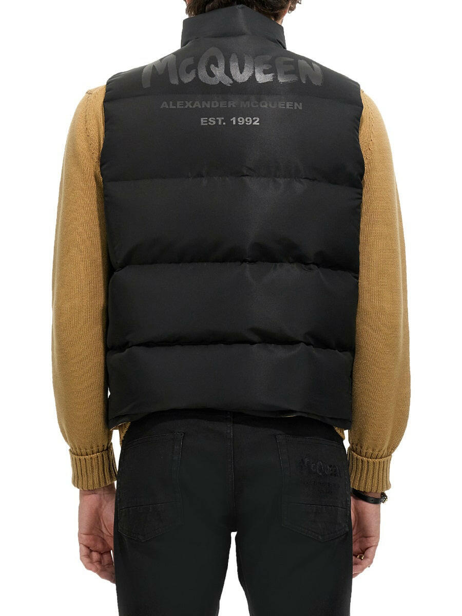 Alexander Mcqueen Men Graffiti Logo Print Down Vest
