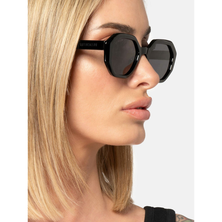 Black stylish Italian designed affordable sunglasses with UV protection.