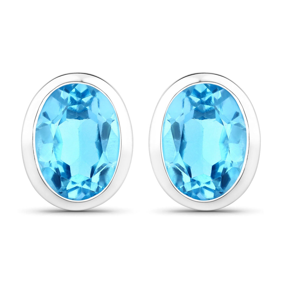 4.00 Carat Genuine Swiss Blue Topaz .925 Sterling Silver Earrings