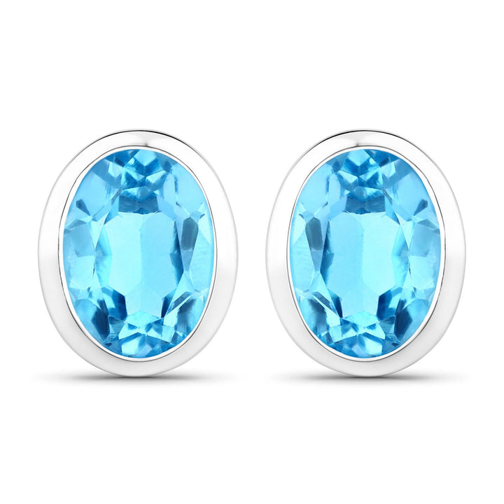 4.00 Carat Genuine Swiss Blue Topaz .925 Sterling Silver Earrings