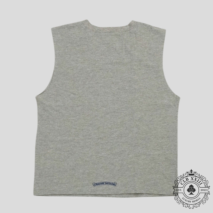 Chrome Hearts Women's Triple Cross Flocked Sleeveless Shirt in Gray