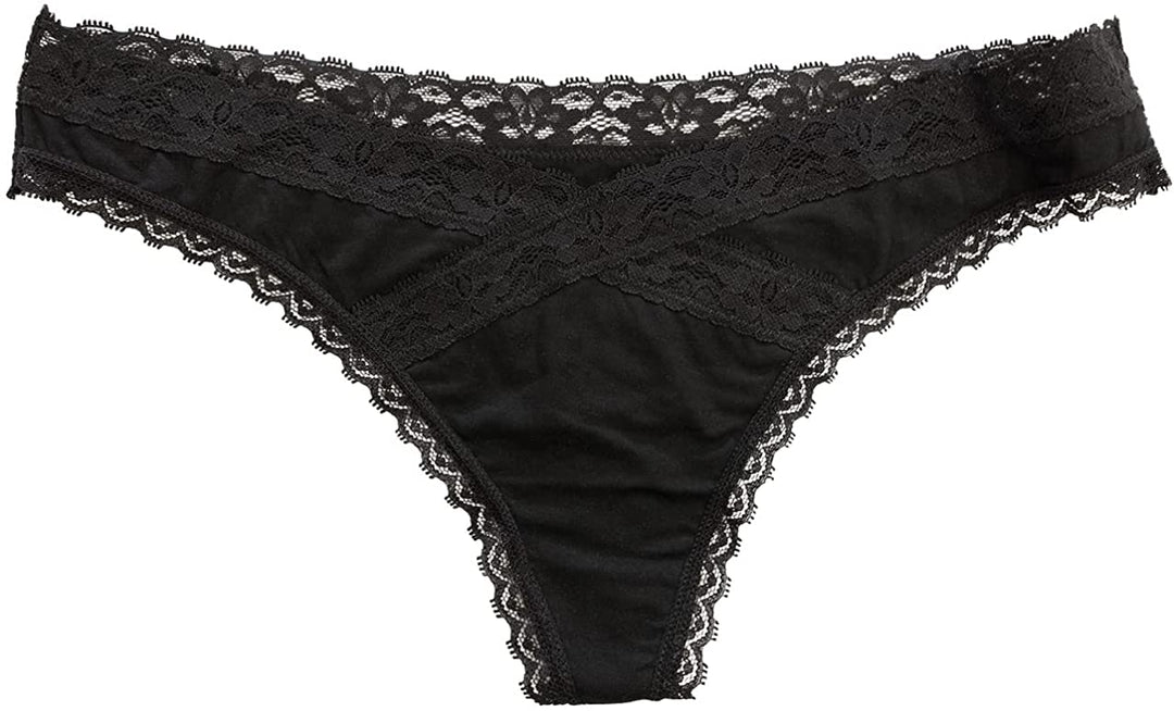 Modal Thong featuring Crossed Lace Trim