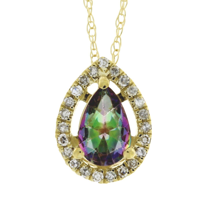Treated Topaz Diamond Fashion Pendants 14KT Yellow Gold