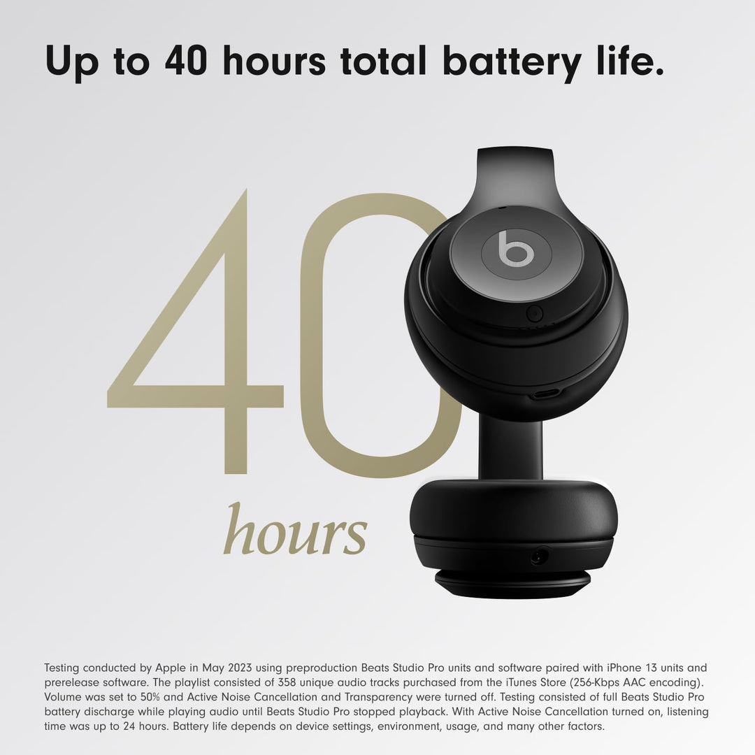 Beats Studio Pro Premium Wireless Over-Ear Headphones- Up to 40-Hour Battery Life, Active Noise Cancelling, Great for Travel &amp; Commuting, USB-C Lossless Audio, Apple &amp; Android Compatible -Black (Refurbished)