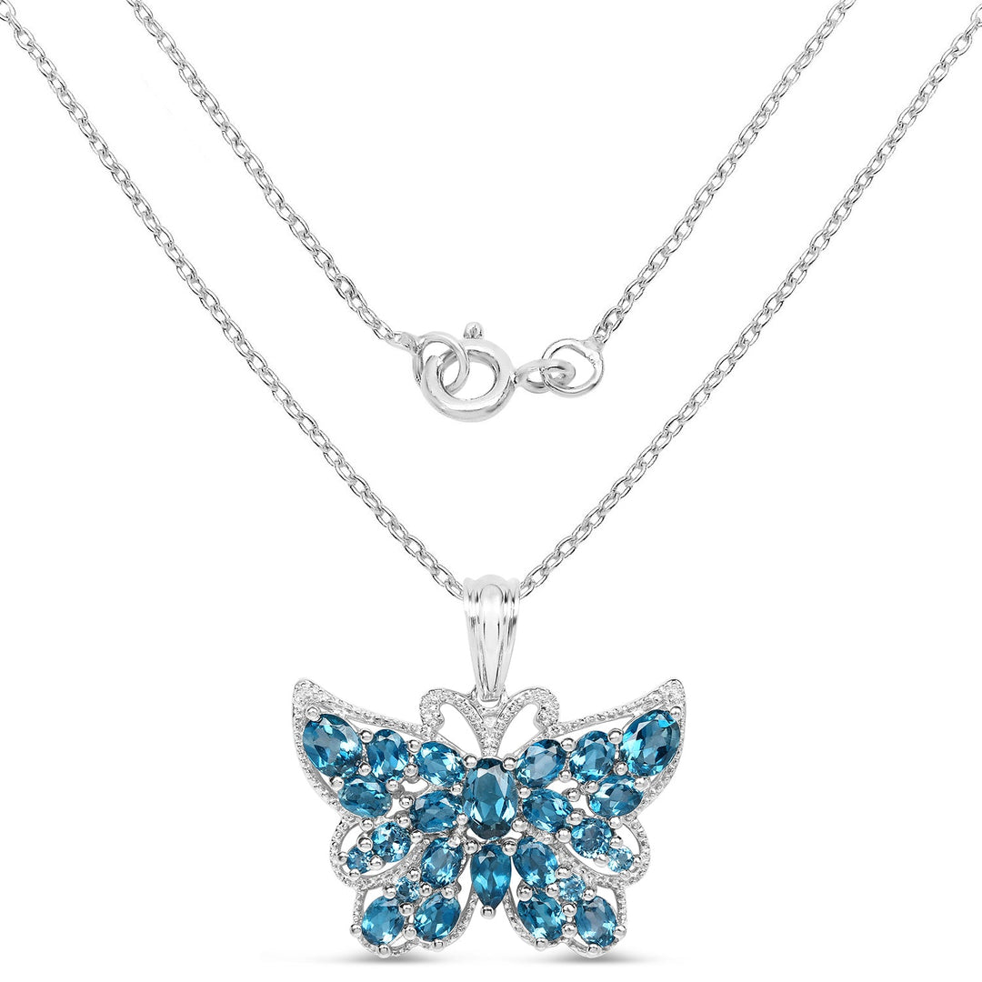 4.81 Carat Genuine London Blue Topaz .925 Sterling Silver Pendant