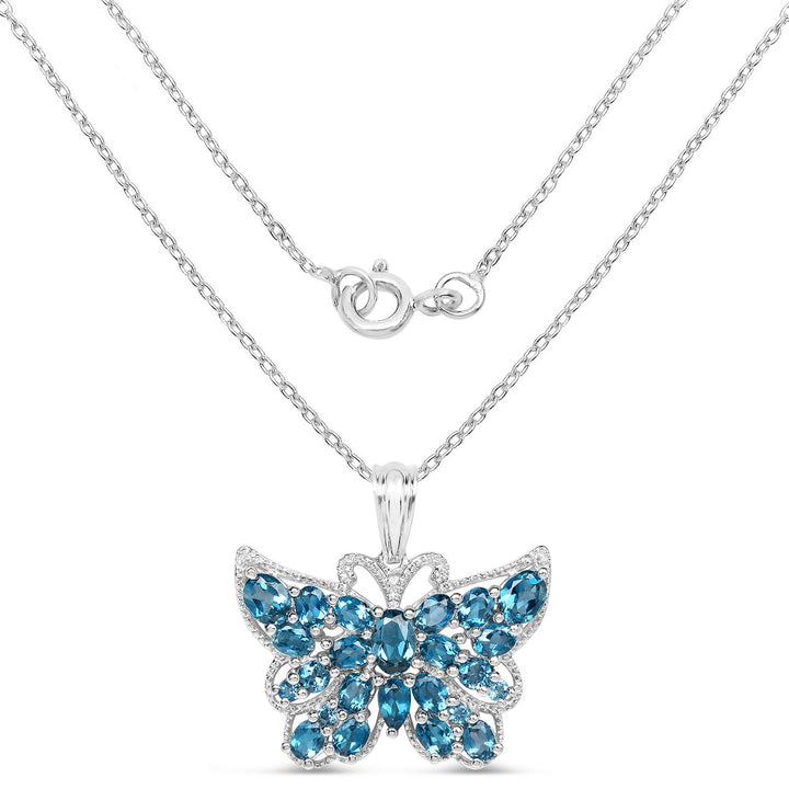 4.81 Carat Genuine London Blue Topaz .925 Sterling Silver Pendant