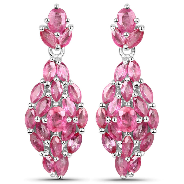 4.12 Carat Genuine Ruby .925 Sterling Silver Earrings