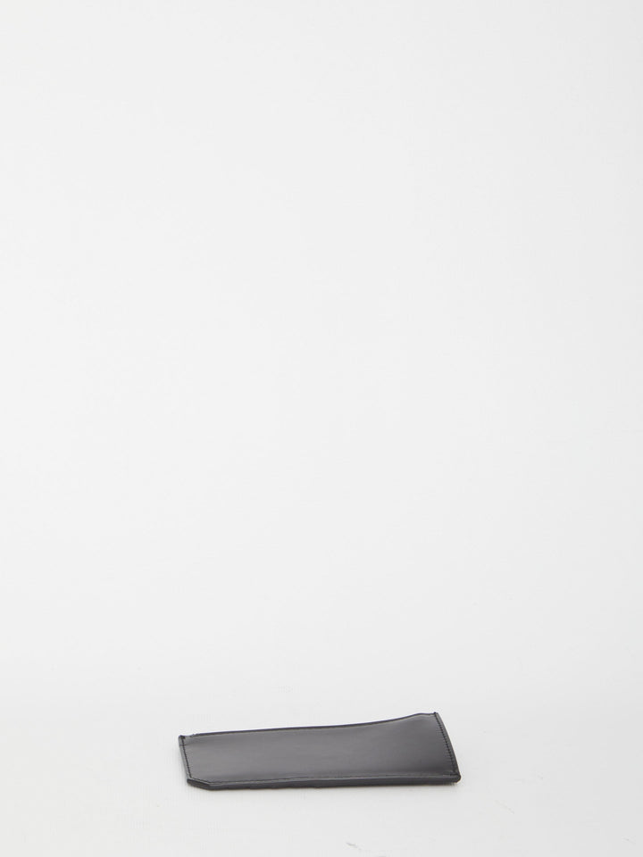 SAINT LAURENT Leather Card Holder with Logo Plaque - Mini