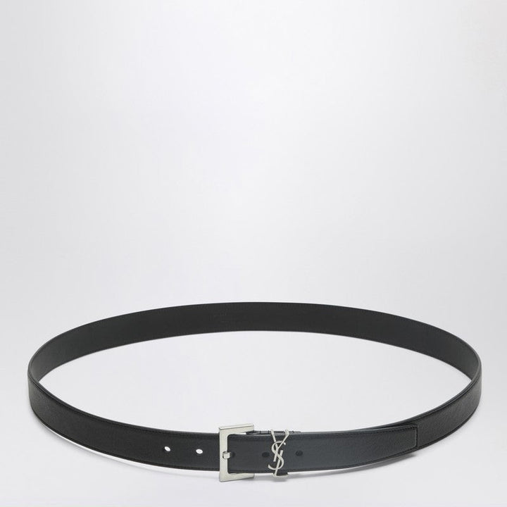 Saint Laurent Cassandre Black Leather Belt Men