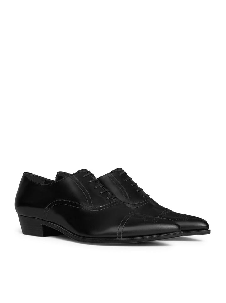 Celine Men Jude Celine Perforated Oxford In Polished Bull Leather