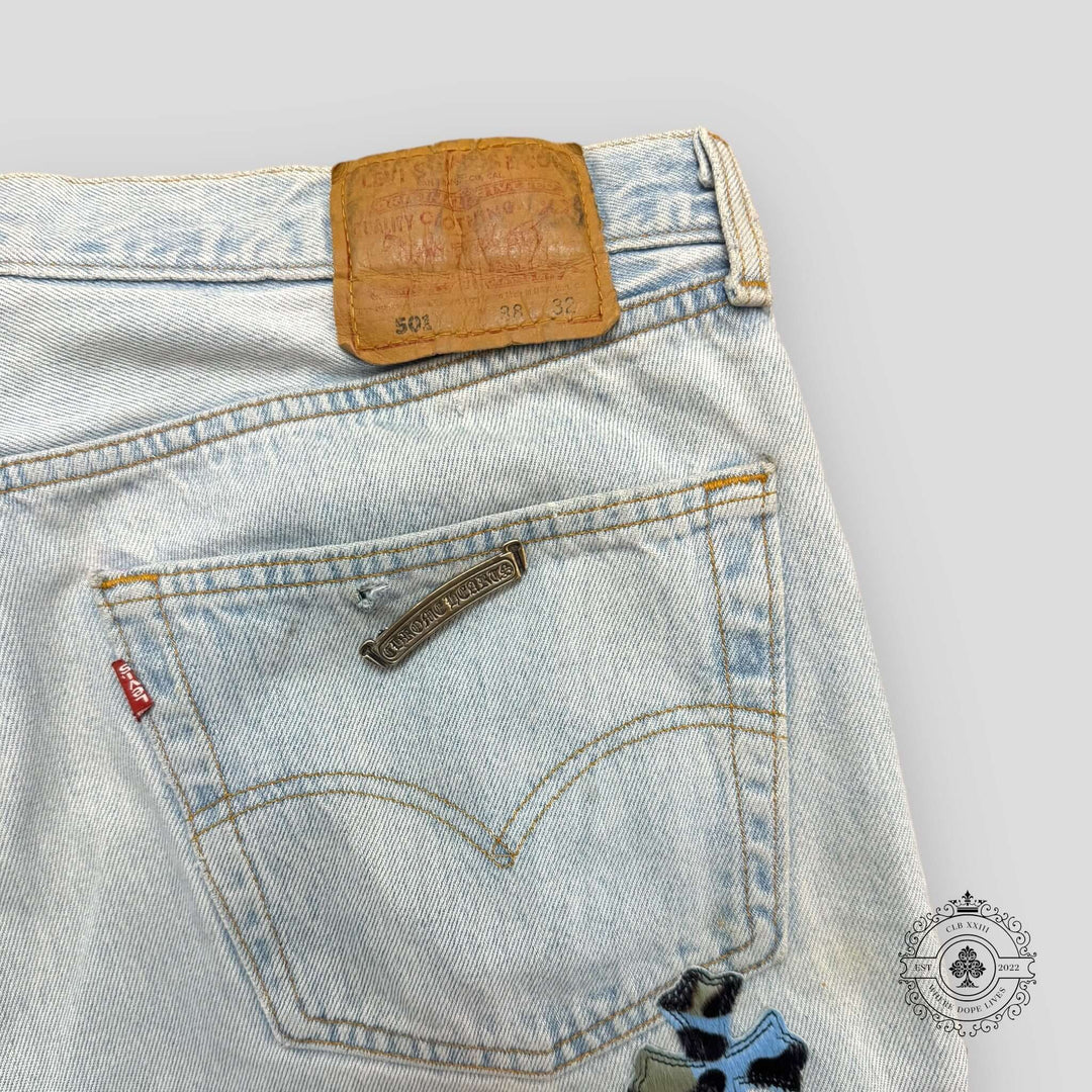 Chrome Hearts Yellow / Blue Cross Patch Jeans