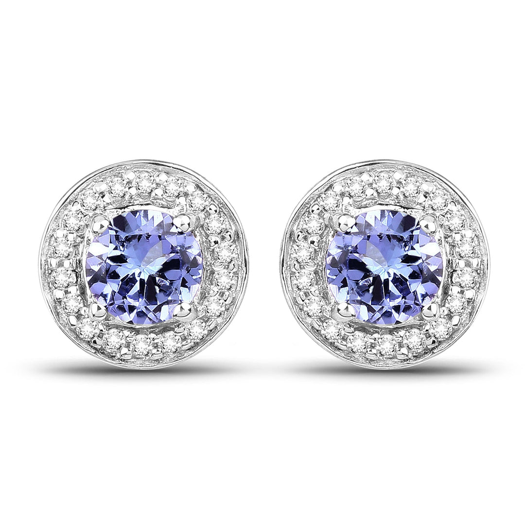 3.22 Carat Genuine Tanzanite &amp; White Topaz .925 Sterling Silver Ring
