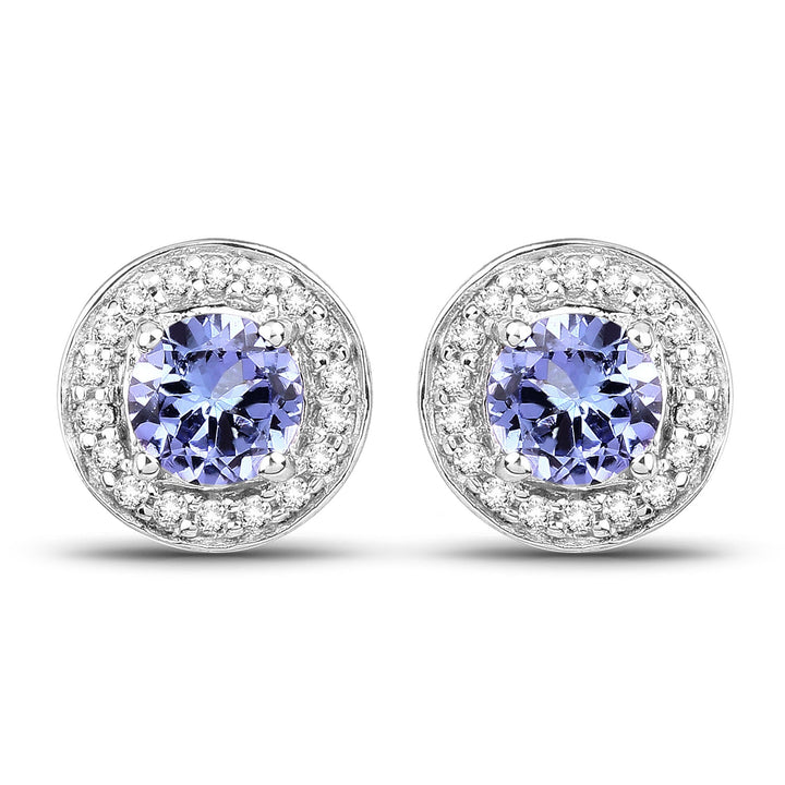 3.22 Carat Genuine Tanzanite &amp; White Topaz .925 Sterling Silver Ring