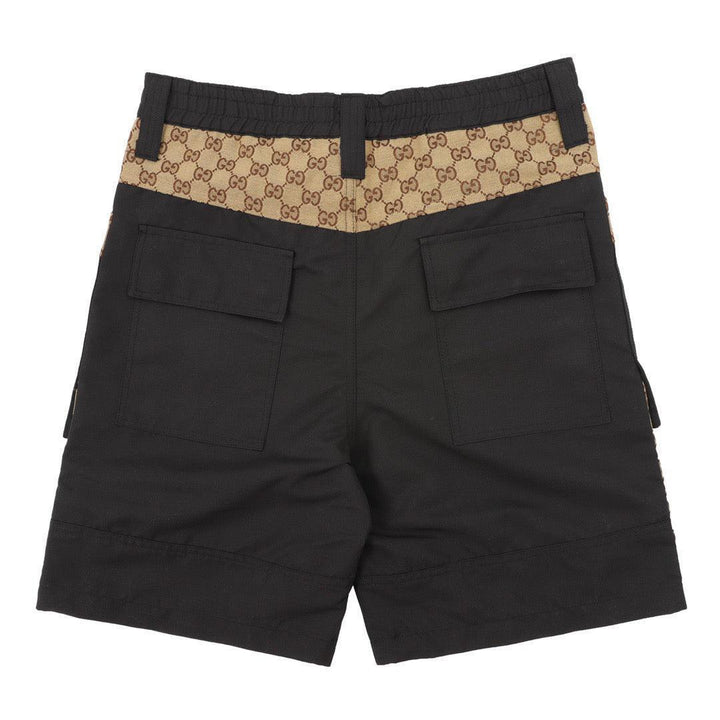 Gucci Dark Grey Bermuda Shorts with GG Canvas Inserts in Cotton