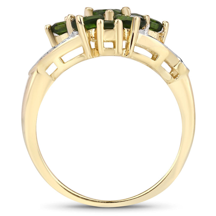 1.26 Carat Genuine Chrome Diopside .925 Sterling Silver Ring