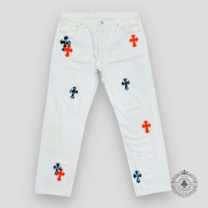 Chrome Hearts St. Barth Patch Jeans in White