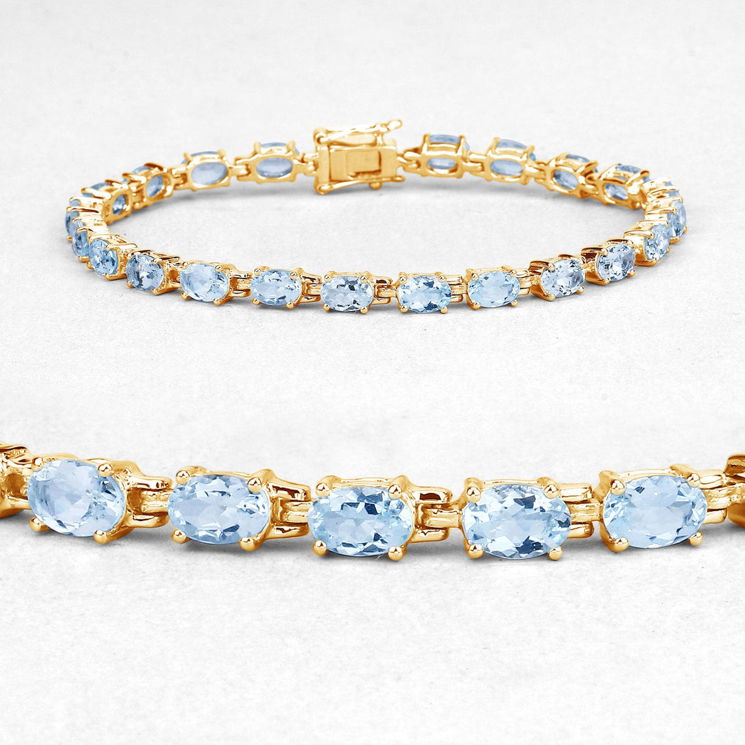 11.22 Carat Genuine Blue Topaz .925 Sterling Silver Bracelet