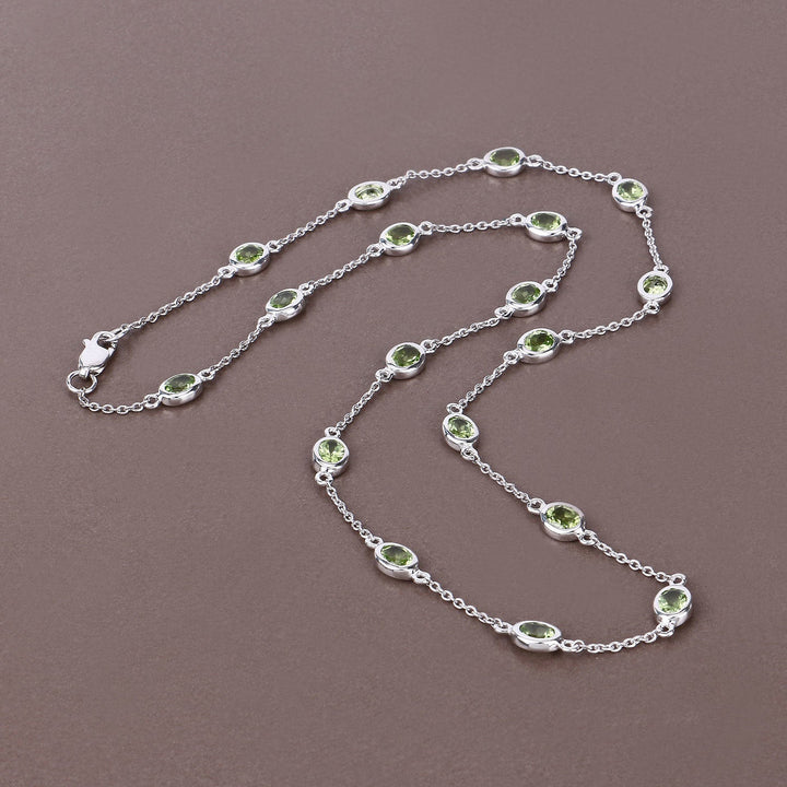 6.30 Carat Genuine Peridot .925 Sterling Silver Necklace