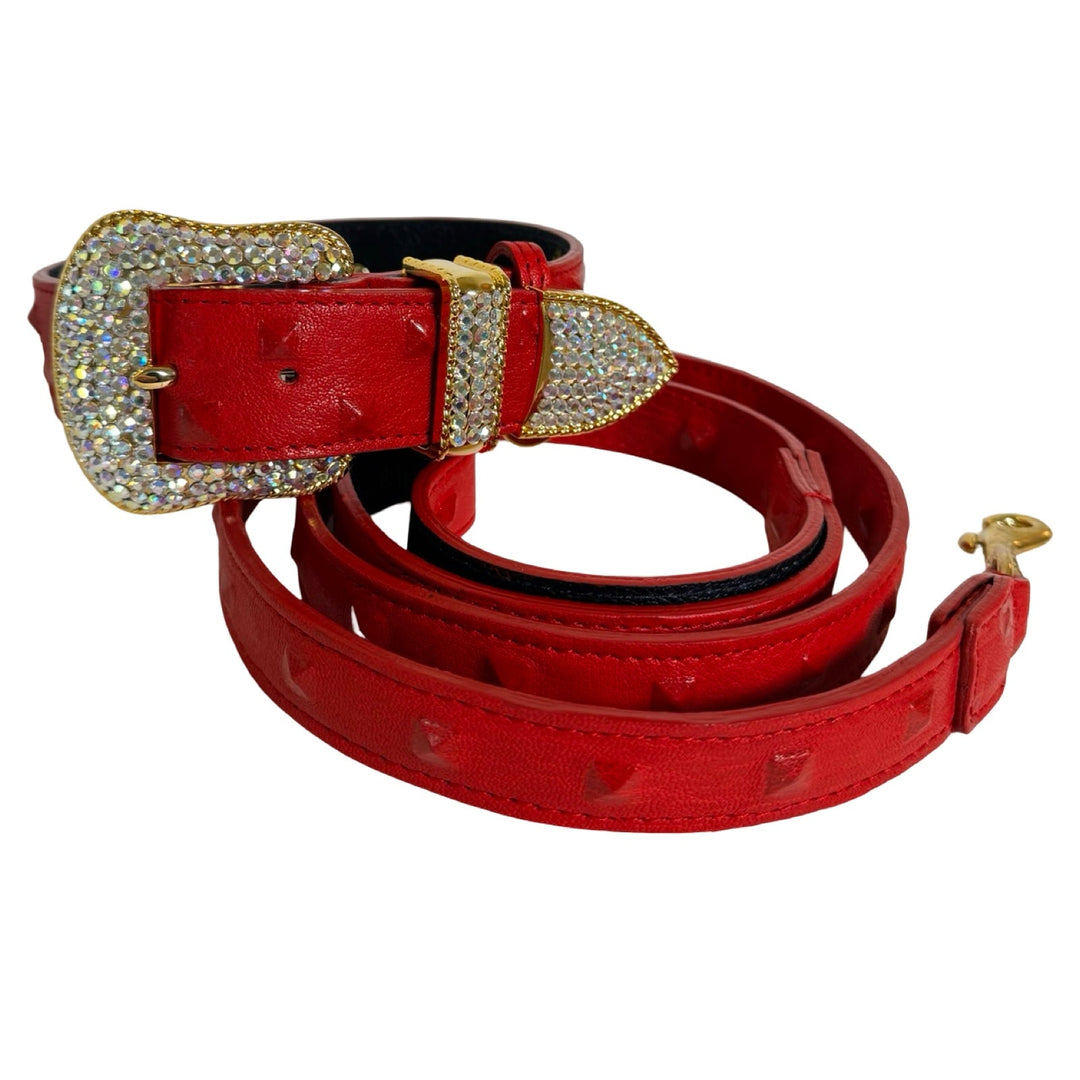 Bella Rosso Swarovski Crystal Collar &amp; Leash Set