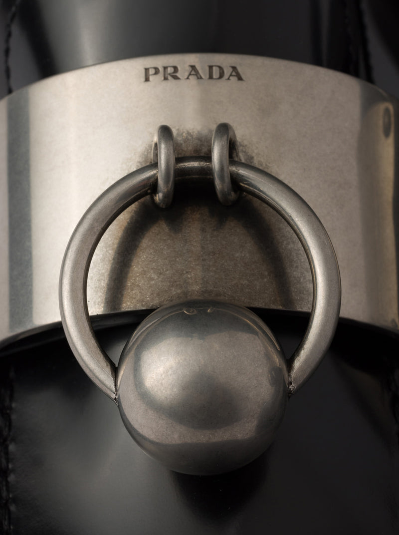 Prada Women Brushed Leather Loafers With Metal Ring
