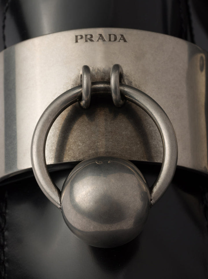 Prada Women Brushed Leather Loafers With Metal Ring