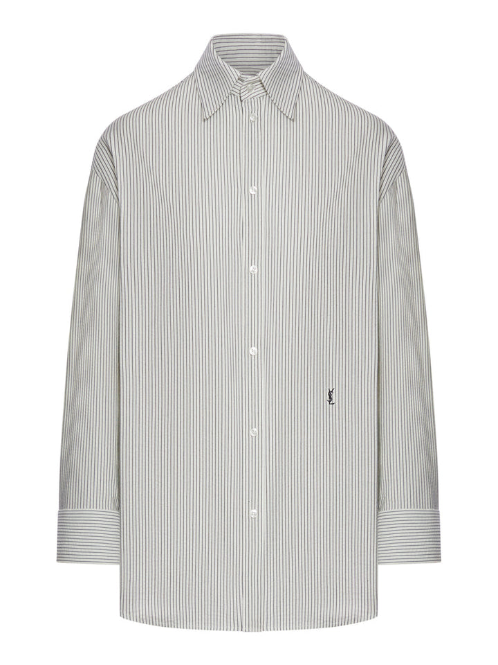 Saint Laurent Women Cassandre Striped Cotton Shirt