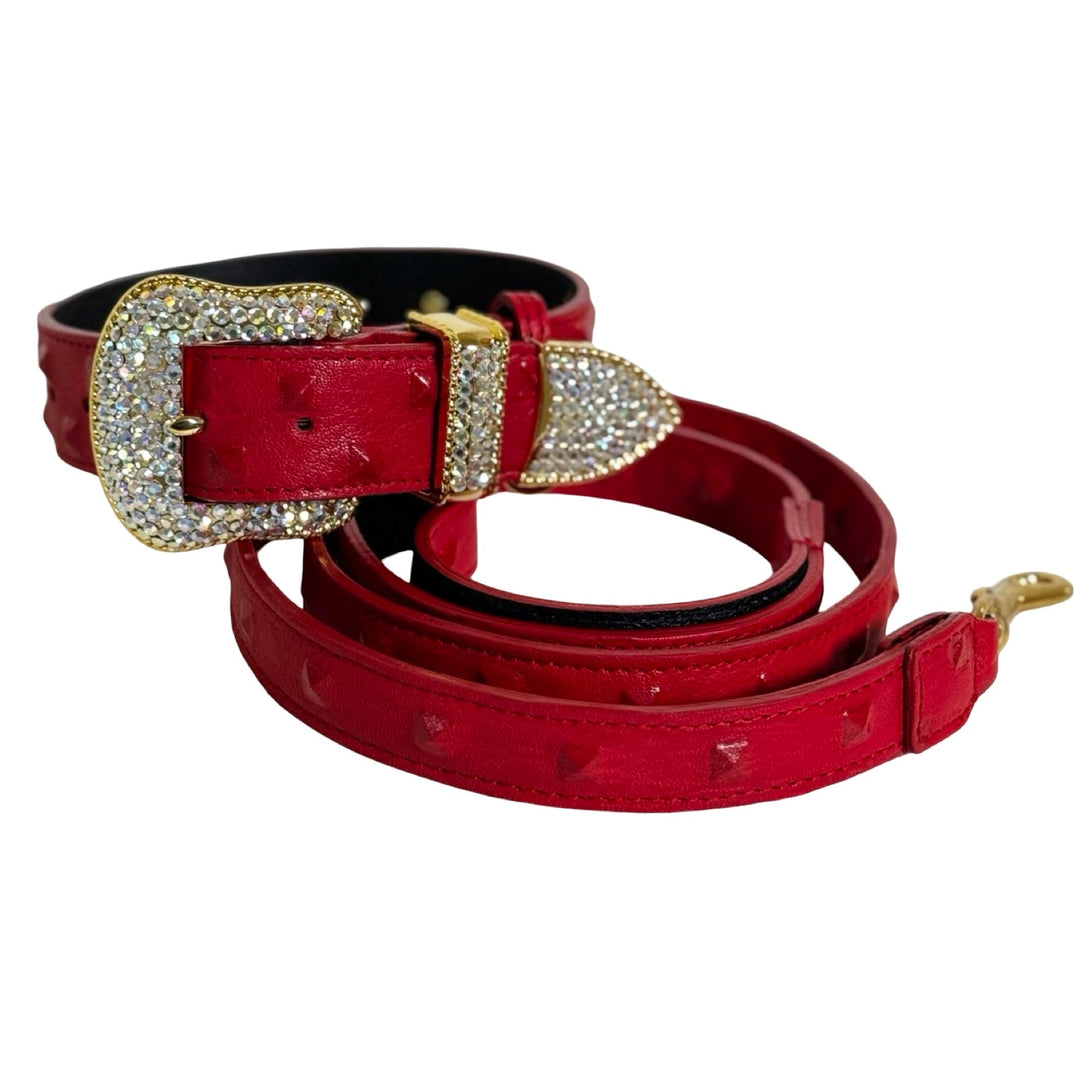 Bella Rosso Swarovski Crystal Collar &amp; Leash Set