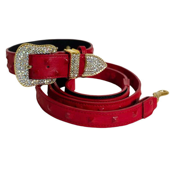 Bella Rosso Swarovski Crystal Collar &amp; Leash Set