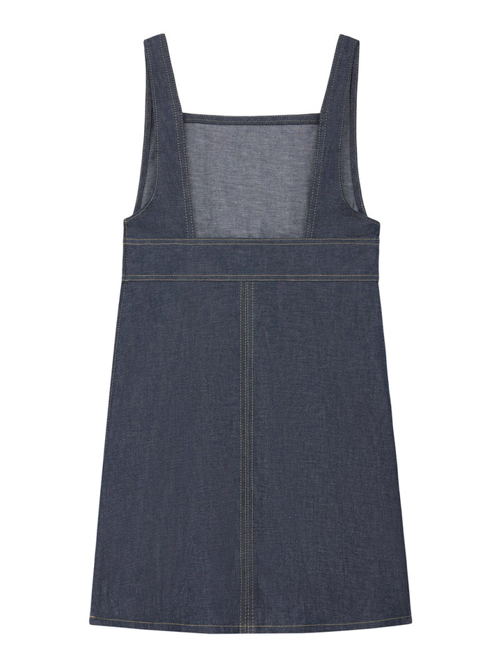 Celine Women Empire Mini Dress In Raw Wash Denim