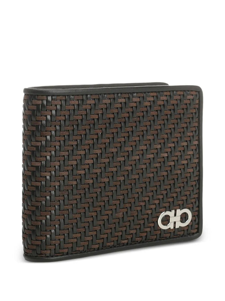 Ferragamo Two-Tone Woven Leather Bi-Fold Wallet - Mini Size